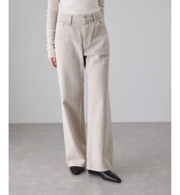 ADAM ET ROPE'「【サステナブル】デニム＆カツラギセミフレアパンツ」|デニム|ライトグレー(08)