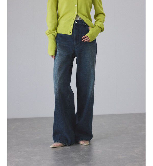 ADAM ET ROPE'「【サステナブル】デニム＆カツラギセミフレアパンツ」|デニム|ブルー系(45)