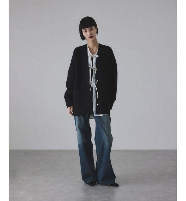 ADAM ET ROPE'「【サステナブル】デニム＆カツラギセミフレアパンツ」|デニム|