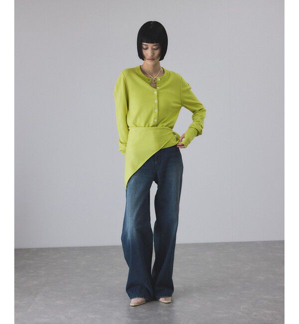 ADAM ET ROPE'「【サステナブル】デニム＆カツラギセミフレアパンツ」|デニム|