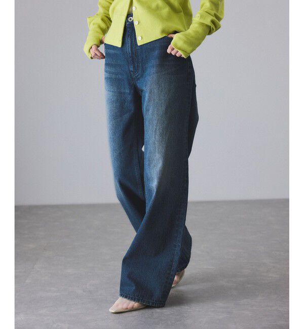 ADAM ET ROPE'「【サステナブル】デニム＆カツラギセミフレアパンツ」|デニム|