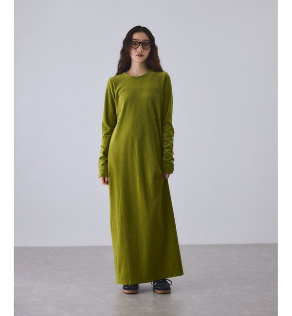 ADAM ET ROPE'「ベロア BOTANICAL DYED DRESS」|ワンピース|