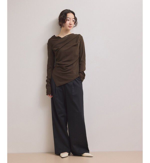 ADAM ET ROPE'「【WEB限定】アシンメトリードレープトップス」|Tシャツ・カットソー|