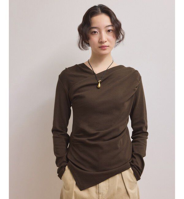 ADAM ET ROPE'「【WEB限定】アシンメトリードレープトップス」|Tシャツ・カットソー|
