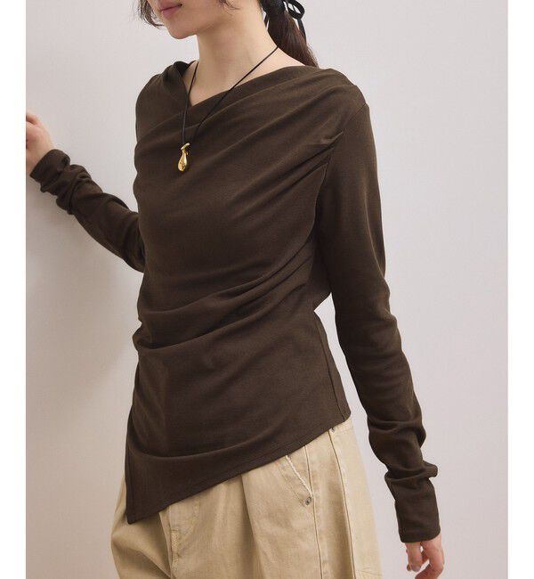 ADAM ET ROPE'「【WEB限定】アシンメトリードレープトップス」|Tシャツ・カットソー|