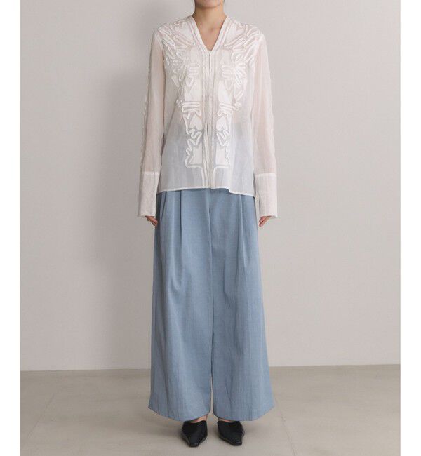 ADAM ET ROPE'「【EMOELLE】ステッチエンブロイダリーブラウス」|シャツ・ブラウス|