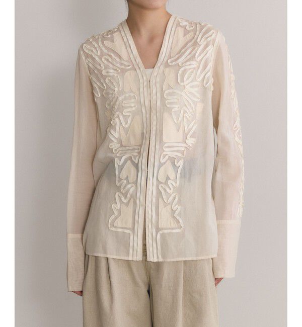 ADAM ET ROPE'「【EMOELLE】ステッチエンブロイダリーブラウス」|シャツ・ブラウス|