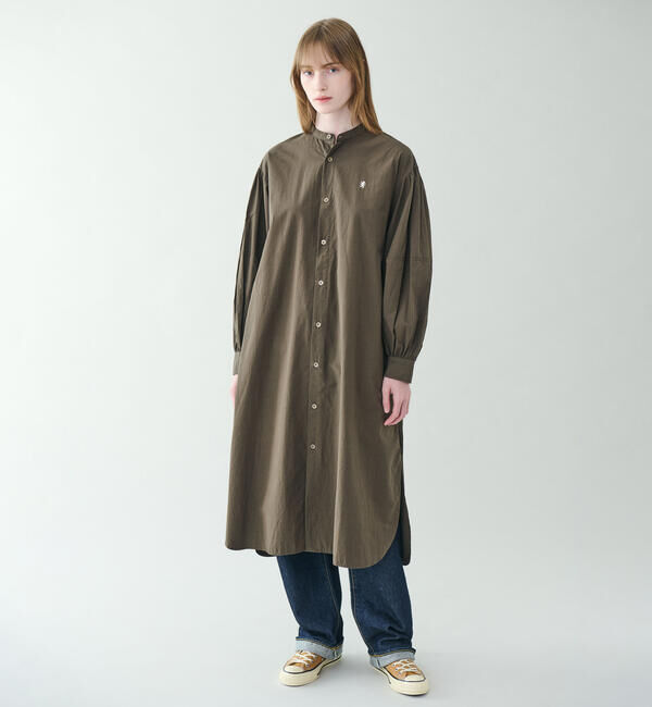 GYMPHLEX「Gymphlex | タイプライター バンドカラーワンピース WOMEN」|ワンピース|BROWN