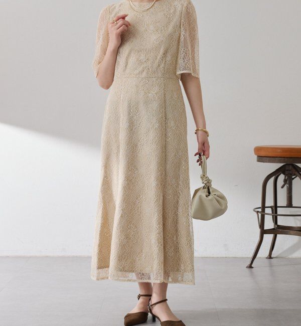  「【オケージョン】ラメフラワーコードレースワンピース」|ワンピース|