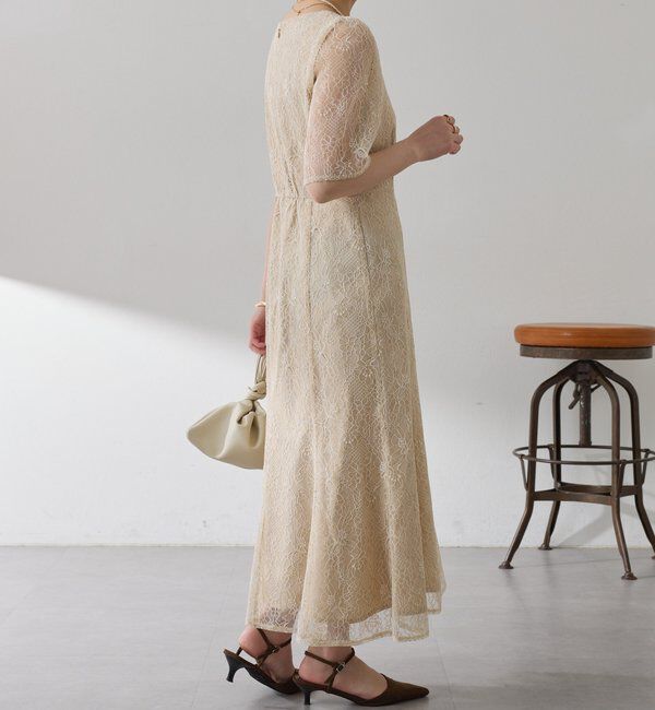  「【オケージョン】ラメフラワーコードレースワンピース」|ワンピース|