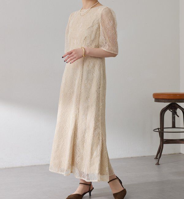  「【オケージョン】ラメフラワーコードレースワンピース」|ワンピース|