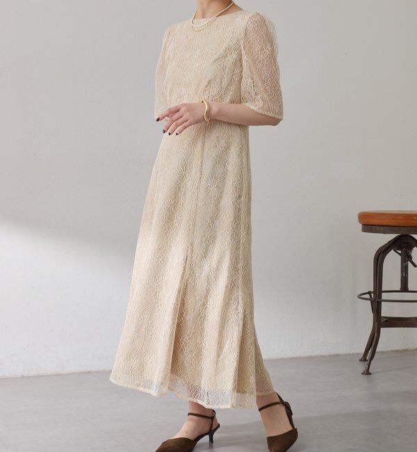  「【オケージョン】ラメフラワーコードレースワンピース」|ワンピース|