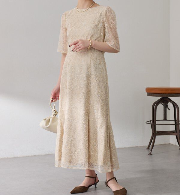  「【オケージョン】ラメフラワーコードレースワンピース」|ワンピース|