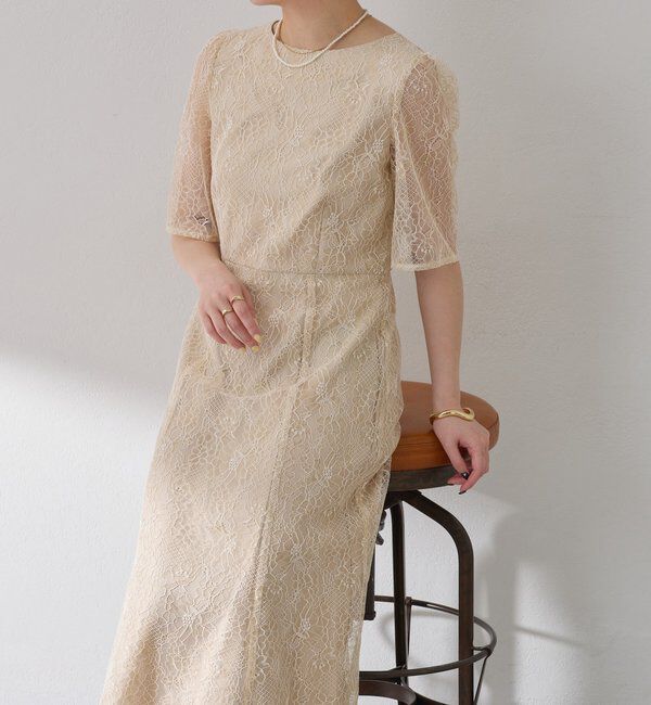  「【オケージョン】ラメフラワーコードレースワンピース」|ワンピース|