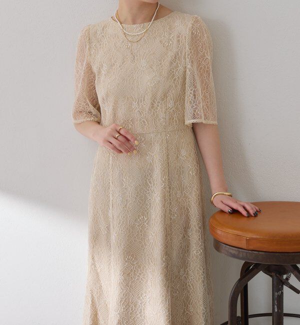  「【オケージョン】ラメフラワーコードレースワンピース」|ワンピース|