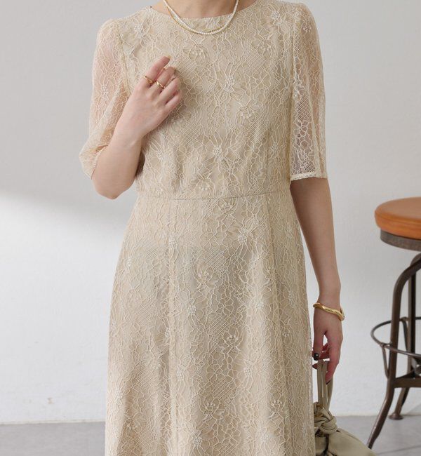  「【オケージョン】ラメフラワーコードレースワンピース」|ワンピース|