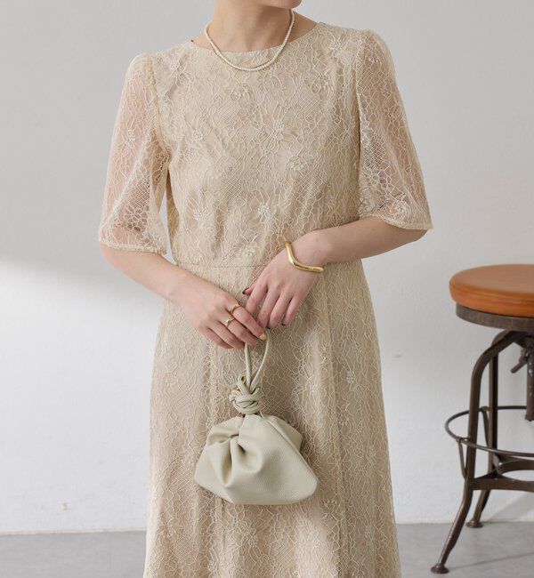  「【オケージョン】ラメフラワーコードレースワンピース」|ワンピース|