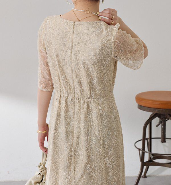  「【オケージョン】ラメフラワーコードレースワンピース」|ワンピース|