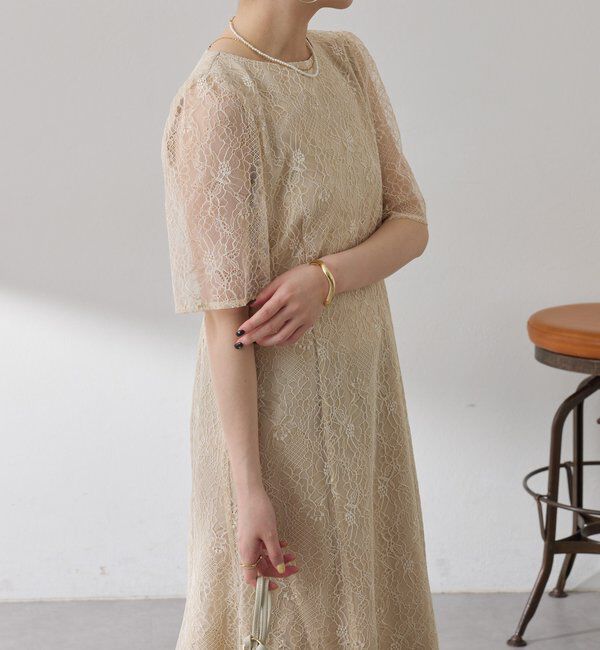  「【オケージョン】ラメフラワーコードレースワンピース」|ワンピース|