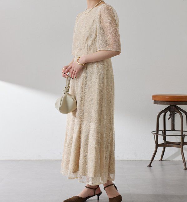  「【オケージョン】ラメフラワーコードレースワンピース」|ワンピース|