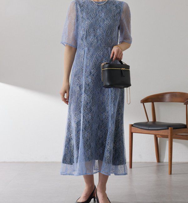  「【オケージョン】ラメフラワーコードレースワンピース」|ワンピース|