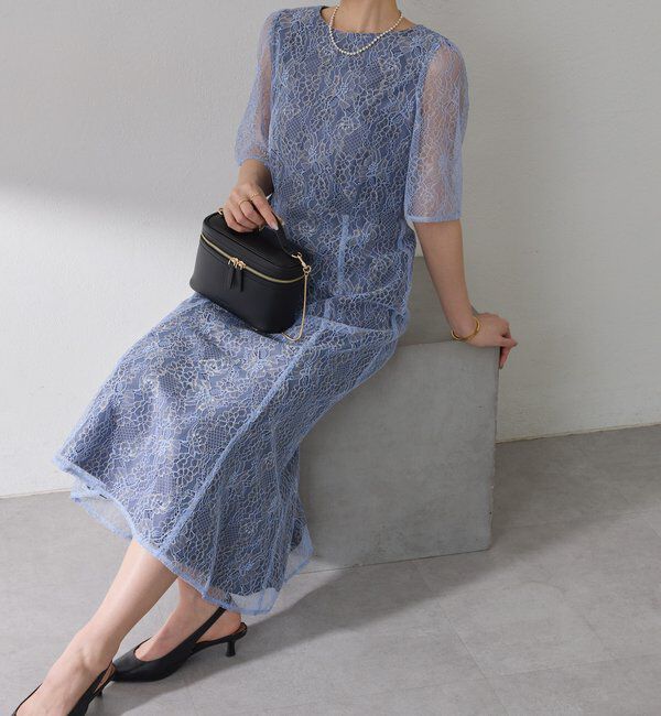  「【オケージョン】ラメフラワーコードレースワンピース」|ワンピース|