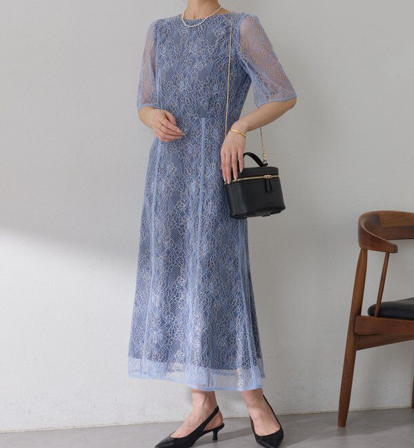  「【オケージョン】ラメフラワーコードレースワンピース」|ワンピース|