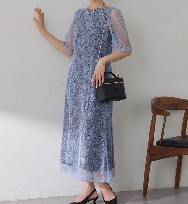  「【オケージョン】ラメフラワーコードレースワンピース」|ワンピース|