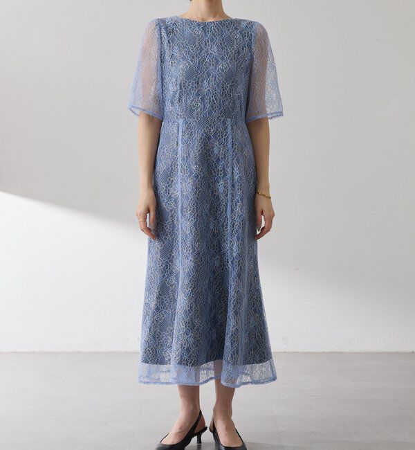  「【オケージョン】ラメフラワーコードレースワンピース」|ワンピース|