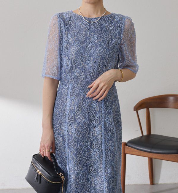 「【オケージョン】ラメフラワーコードレースワンピース」|ワンピース|
