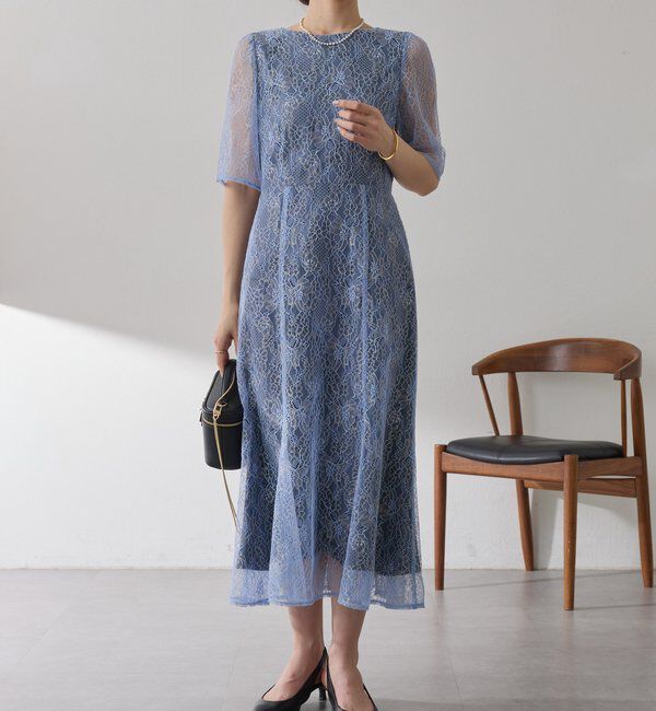  「【オケージョン】ラメフラワーコードレースワンピース」|ワンピース|