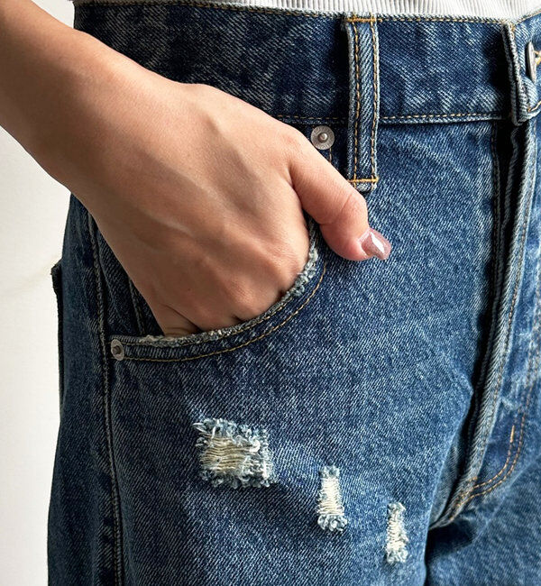  「【ベストセラーアイテム】ダメージカーブデニム」|デニム|