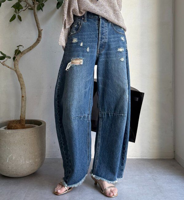  「【ベストセラーアイテム】ダメージカーブデニム」|デニム|