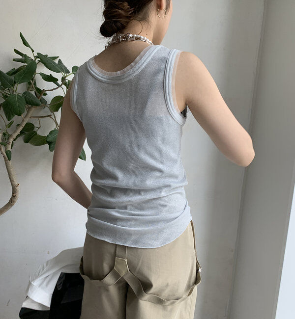  「ラメリブチュールタンク」|Tシャツ・カットソー|