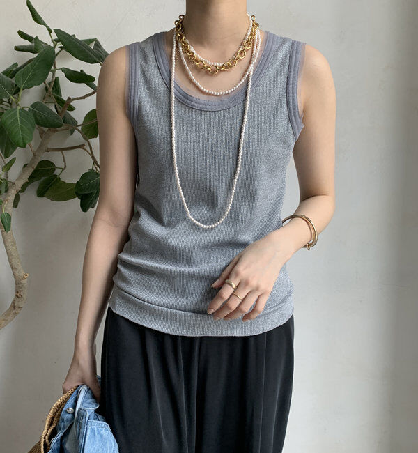  「ラメリブチュールタンク」|Tシャツ・カットソー|