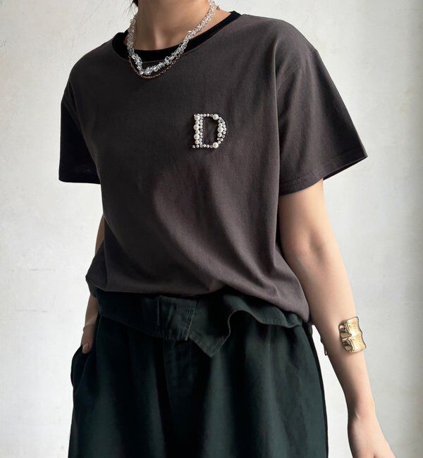  「DビジューTEE」|Tシャツ・カットソー|チャコールグレー