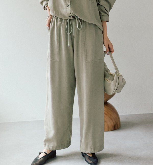  「【セットアップ可/こなれ感抜群】ガーメントダイ2wayワイドパンツ」|チノ|