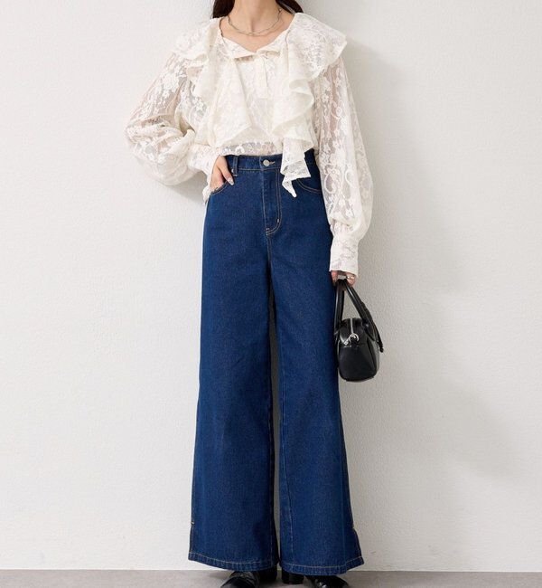  「裾スリットフレアデニム」|デニム|