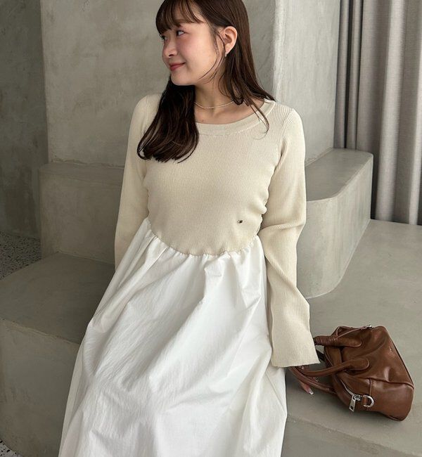  「【@__misa__03企画】プレート付きドッキングワンピース」|ワンピース|アイボリー