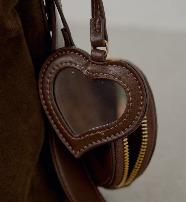  「ポーチチャーム付きスエードコンビボストンバッグ」|ボストンバッグ|