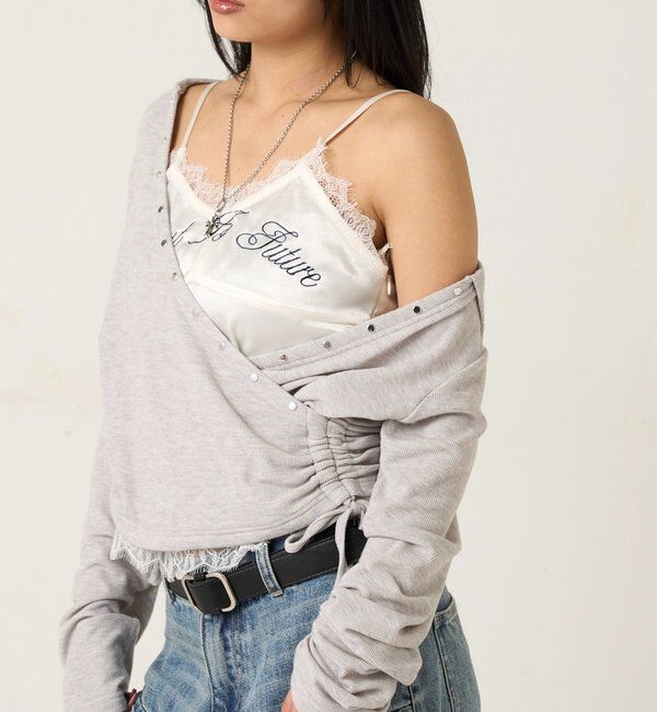  「刺繍ロゴサテンスリップキャミ」|シャツ・ブラウス|ホワイト