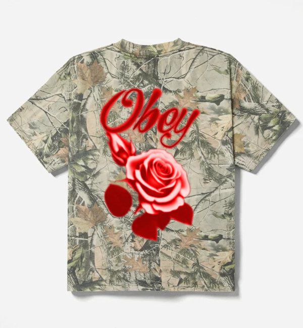  「OBEY AIRBRUSHED ROSE」|Tシャツ・カットソー|カーキ