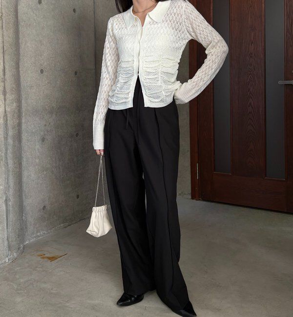  「レースシャーリングホックカーディガン」|カーディガン|