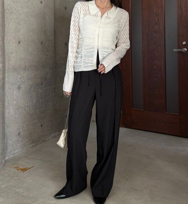  「レースシャーリングホックカーディガン」|カーディガン|