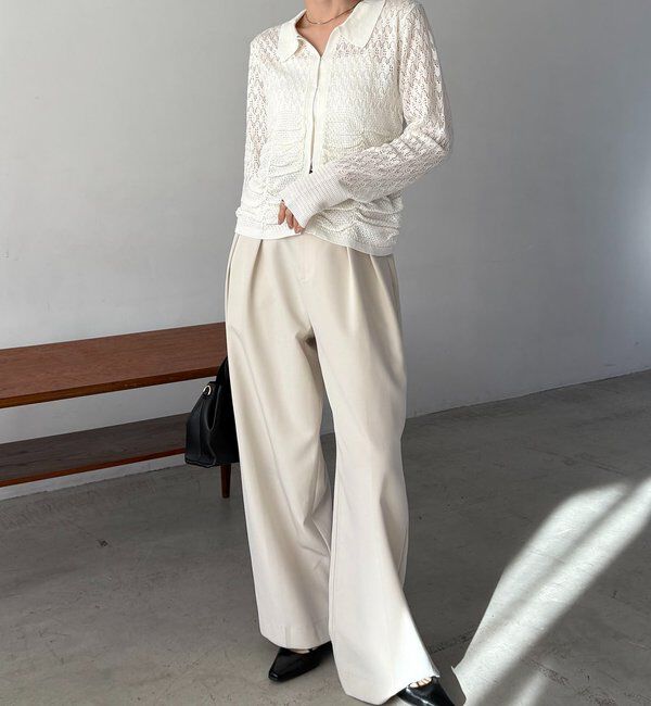  「レースシャーリングホックカーディガン」|カーディガン|