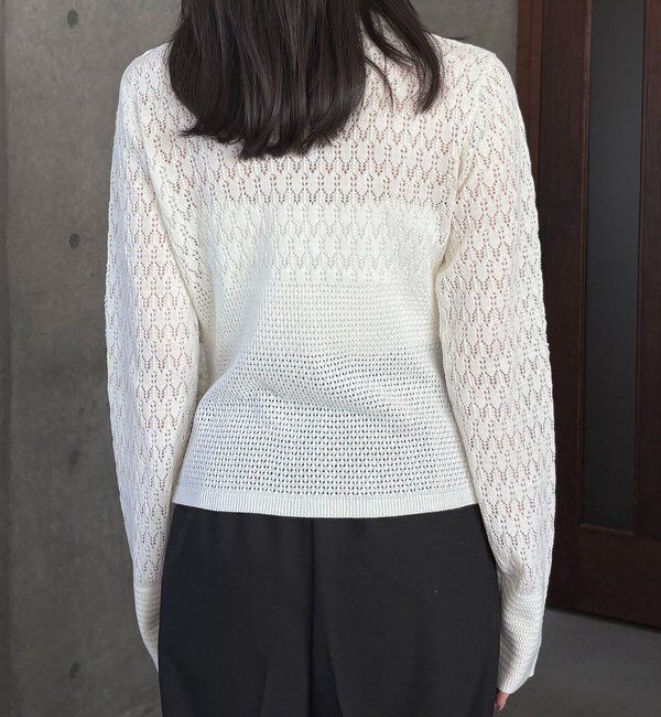  「レースシャーリングホックカーディガン」|カーディガン|