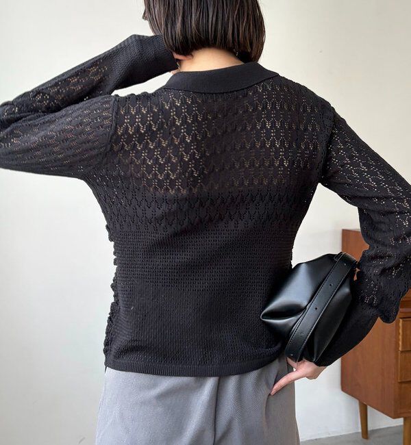  「レースシャーリングホックカーディガン」|カーディガン|