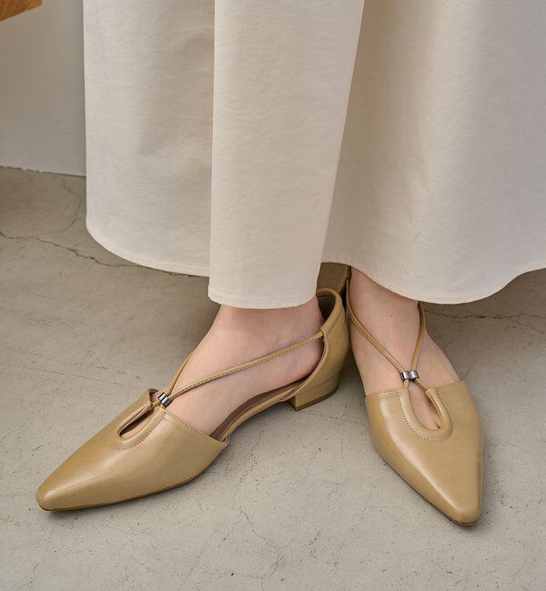  「クロスストラップフラットシューズ」|その他|ベージュ