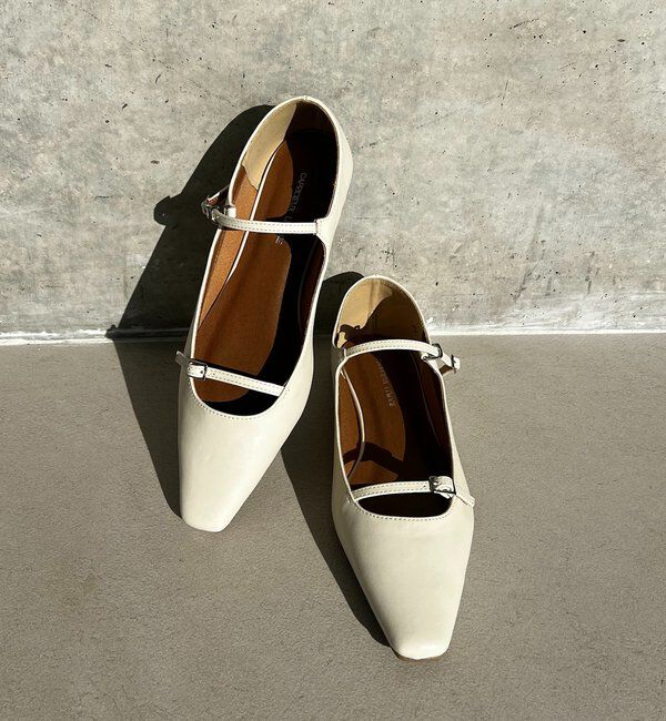  「Wストラップフラットシューズ」|その他|オフホワイト