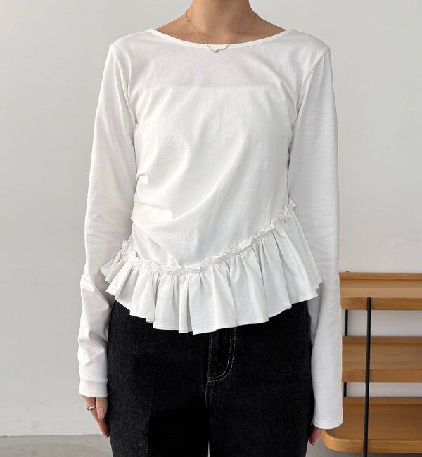  「【前後2WAY】アシメフリルロンT」|Tシャツ・カットソー|